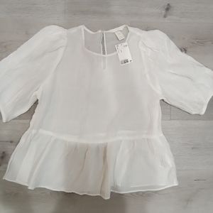 NWOT h&m white peplum blouse